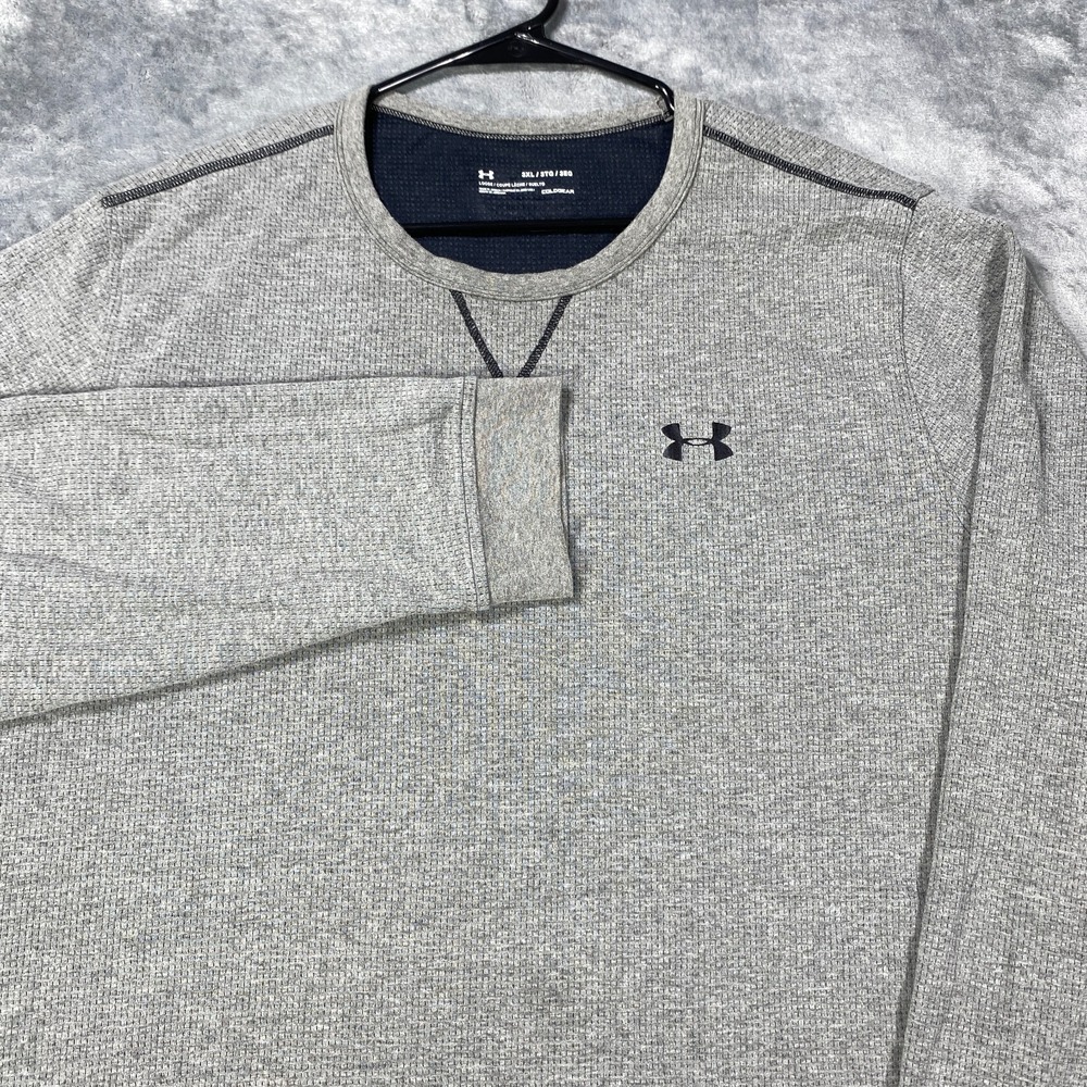 Under Armour Cold Gear Thermal Shirt Mens 3XL Gray Waffle Long Sleeve Loose Fit